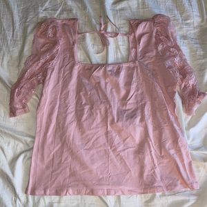 Dusty pink square neck shein top